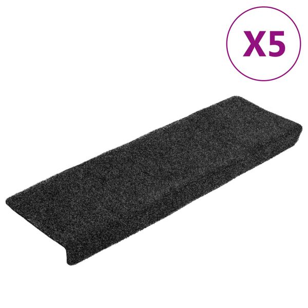 vidaXL Stufenmatten Selbstklebend 5 Stk. 65x21x4 cm Dunkelgrau Rechteckiger Rand