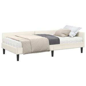 vidaXL Eckbettgestell mit Matratze Sonstiges 2 Stk. Creme Samt