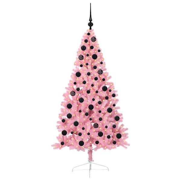 vidaXL Künstlicher vorbeleuchteter Weihnachtsbaum Rosa 180 cm PVC