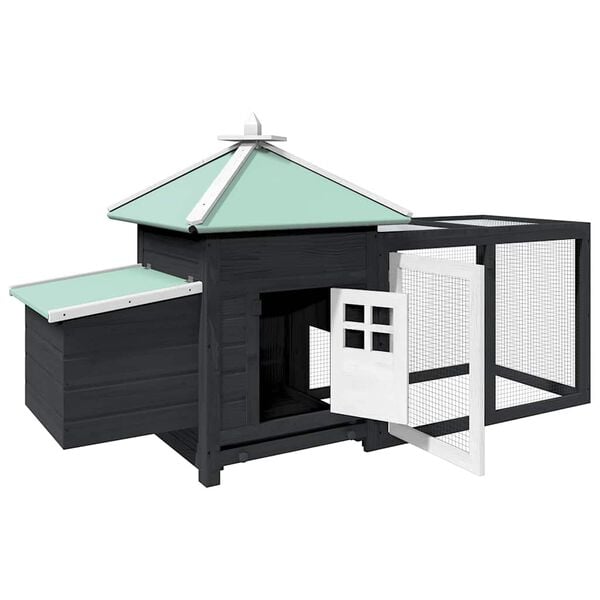 vidaXL Hühnerstall mit Legenest Grau 190x72x102 cm Tanne Massivholz