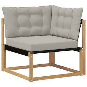 vidaXL Outdoor Ecksofa Massives Akazienholz und Textilene Wei&szlig;