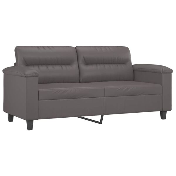 vidaXL 2-Sitzer-Sofa mit Zierkissen Grau 140 cm Kunstleder