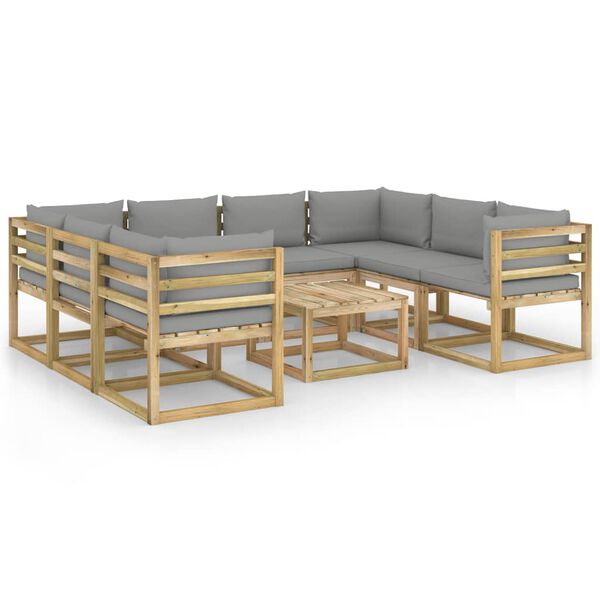 vidaXL 9-tlg. Garten-Lounge-Set mit Kissen Impr&auml;gniertes Kiefernholz