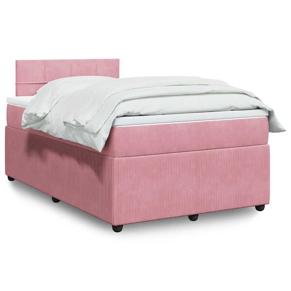 vidaXL Boxspringbett mit Matratze Rosa 120x200 cm Samt