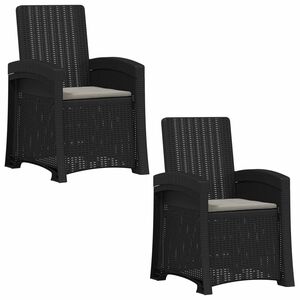 vidaXL Liegesessel Garten Rattan-Optik 2 stk. Anthrazit und Hellgrau