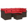 vidaXL Gartensofa-set mit Kissen 7 pcs Beige und Rot Poly-Rattan