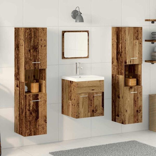 vidaXL Badezimmerm&ouml;bel-Set Wandmontiert 4 pcs Altholz Holzwerkstoff