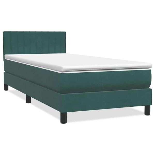 vidaXL Boxspringbett mit Matratze Dunkelgr&uuml;n 80x210 cm Samt