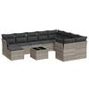 vidaXL 11-tlg. Garten-Sofagarnitur mit Kissen Hellgrau Poly Rattan
