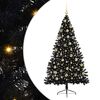 vidaXL K&uuml;nstlicher vorbeleuchteter Weihnachtsbaum Schwarz 180 cm PVC