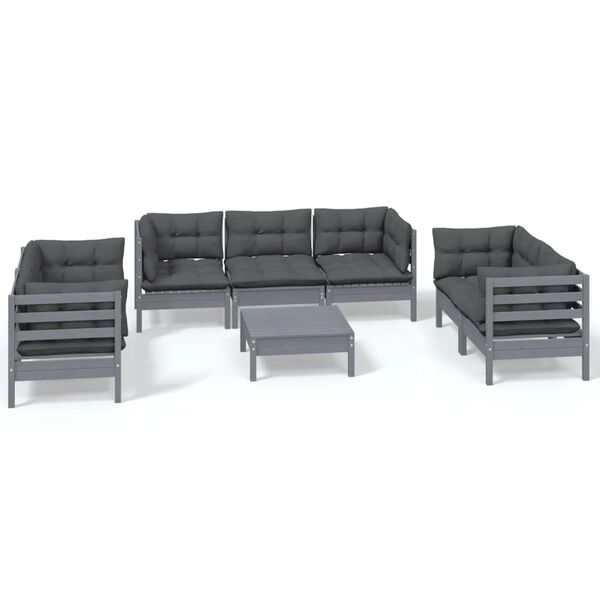 vidaXL 8-tlg. Garten-Lounge-Set mit Kissen Kiefer Massivholz