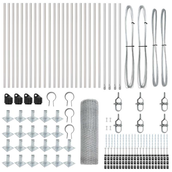 vidaXL Zaunpfosten Silber 50 x 0,6 m (13 mm Maschenweite) Stahl