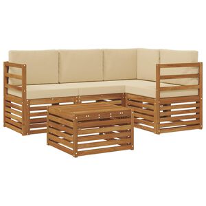 vidaXL Outdoor-Sofagarnitur mit Kissen 5 pcs Natur und Beige