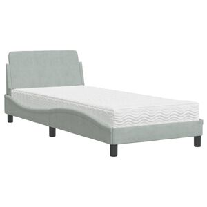 vidaXL Bett mit Matratze "Dover" Hellgrau 90x190 cm Samt