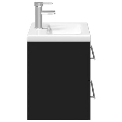 vidaXL Waschbeckenunterschrank mit Einbaubecken Schwarz
