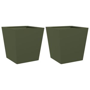 vidaXL Pflanzk&uuml;bel 2 Stk. Olivgr&uuml;n 40x40x40 Stahl