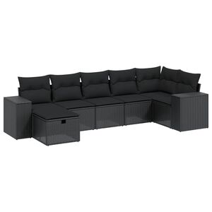 vidaXL 8-tlg. Garten-Sofagarnitur mit Kissen Schwarz Poly Rattan