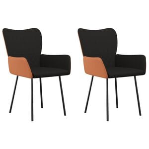 vidaXL Esszimmerst&uuml;hle 2 Stk. Schwarz Stoff und Kunstleder