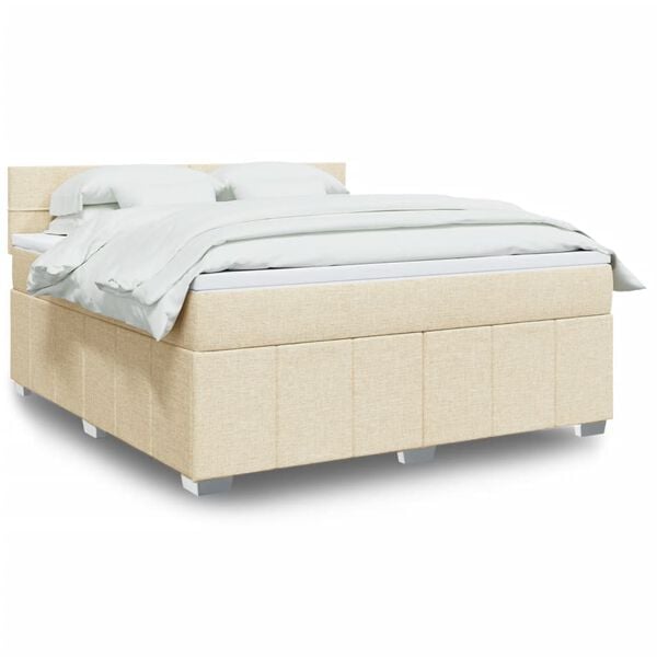 vidaXL Boxspringbett mit Matratze Creme 180x200 cm Stoff