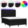 vidaXL Boxspringbett mit Matratze & LED Schwarz 140x190 cm Stoff