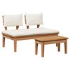 vidaXL Gartenbank 2 pcs Creme und Braun Massivholz Teak