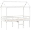 vidaXL Hochbett mit Dach Wei&szlig; 75x190 cm Massivholz Kiefer