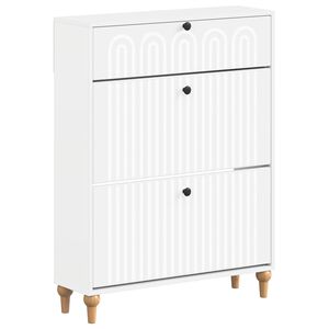 vidaXL Schuhschrank ALKMAAR 78 x 24 x 103 cm Holzwerkstoff Wei&szlig;