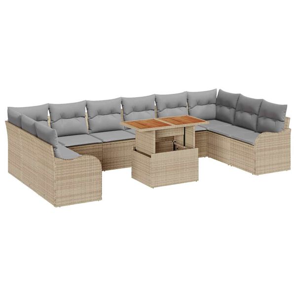 vidaXL Garten-Sofa-Set mit Kissen 11 pcs Beige und Hellgrau