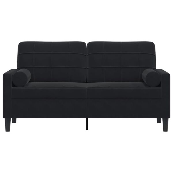 vidaXL 2-Sitzer-Sofa mit Zierkissen Schwarz 140 cm Samt