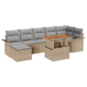 vidaXL Garten-Sofa-Set mit Speicher 8 pcs Beige Poly Rattan