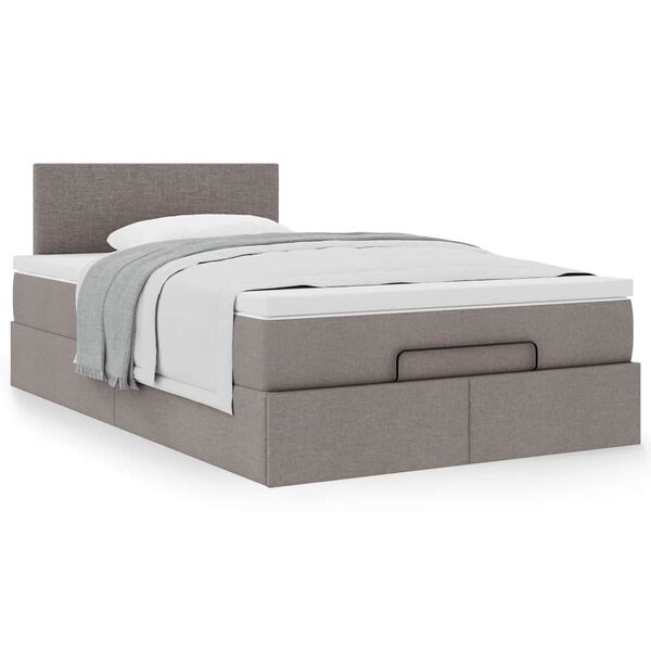vidaXL Ottoman-Bett mit Matratze Taupe 120x190 cm Stoff