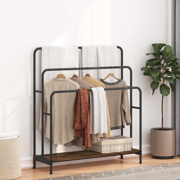 vidaXL Kleiderst&auml;nder mit Regal Ger&auml;ucherte Eiche 90 x 30 x 100,5 cm