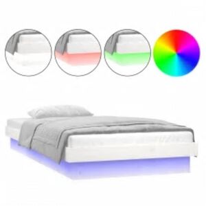 vidaXL Massivholzbett mit LED Wei&szlig; 90x200 cm