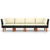 vidaXL 4-Sitzer-Gartensofa mit Kissen Schwarz Poly Rattan