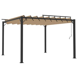 vidaXL Pergola mit Lamellendach 3x3 m Taupe Stoff und Aluminium