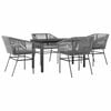 vidaXL 5-tlg. Garten-Essgruppe mit Kissen Grau Poly Rattan Glas