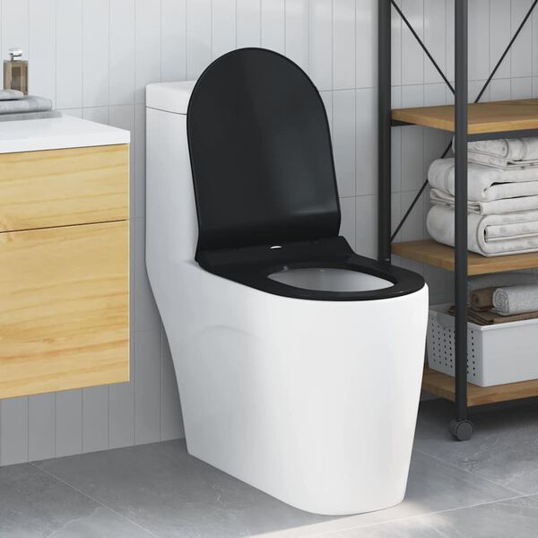 vidaXL Toilettensitz Verstellbar Schwarz 48,5 x 36 x 5 cm Polypropylen