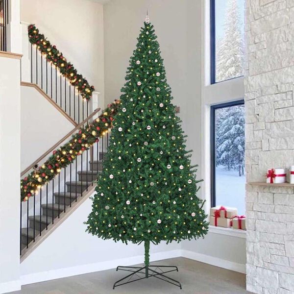 vidaXL Weihnachtsbaum mit dekorativen Lichterketten Gr&uuml;n 400 cm PVC