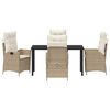 vidaXL Garten Essgruppe mit Kissen 5 pcs Beige Poly-Rattan