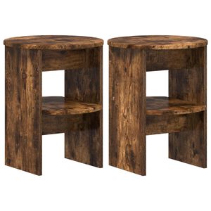 vidaXL Seitenschrank 2 pcs Ger&auml;ucherte Eiche &Oslash;40 x 50 cm Holzwerkstoff