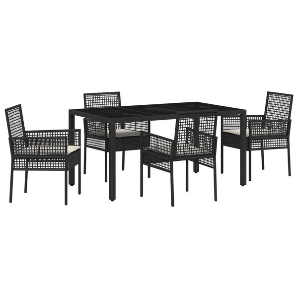 vidaXL Garten Essgruppe 5 pcs Schwarz Poly-Rattan