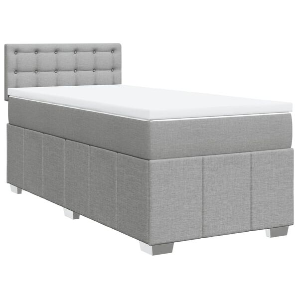 vidaXL Boxspringbett mit Matratze Hellgrau 100x200 cm Stoff