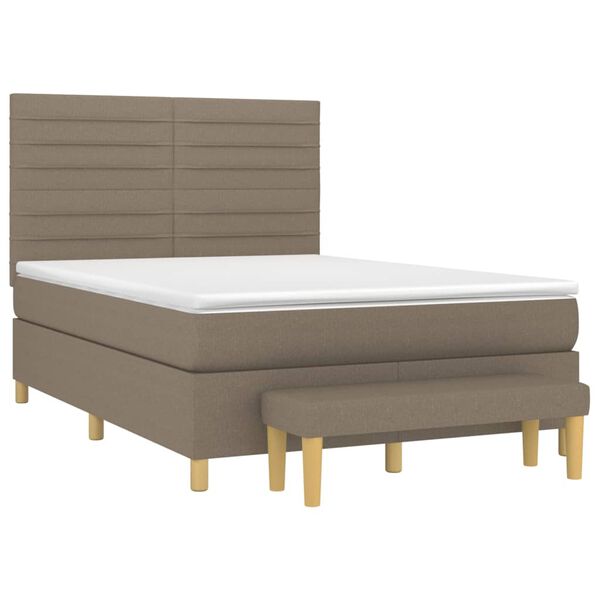 vidaXL Boxspringbett mit Matratze Taupe 140x190 cm Stoff