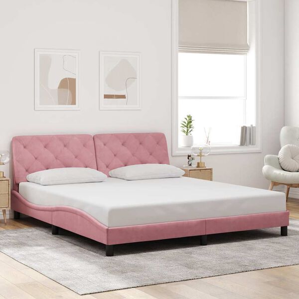 vidaXL Bettgestell ohne Matratze Rosa 180x200 cm Samt