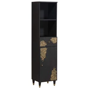 vidaXL Badezimmerschrank Schwarz 38 x 33 x 160 cm Massivholz Mango