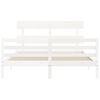 vidaXL Massivholzbett mit Kopfteil Wei&szlig; 160x200 cm