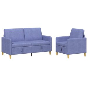 vidaXL Sofa Set mit Stauraum 2 stk. Jeans blau Polyester