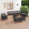 vidaXL 12-tlg. Garten-Lounge-Set Massivholz Kiefer Schwarz