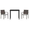 vidaXL Garten Essgruppe 3 pcs Braun und Schwarz PE-Rattan