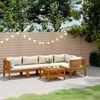 vidaXL 6-tlg. Garten-Lounge-Set mit Creme Kissen Massivholz Akazie